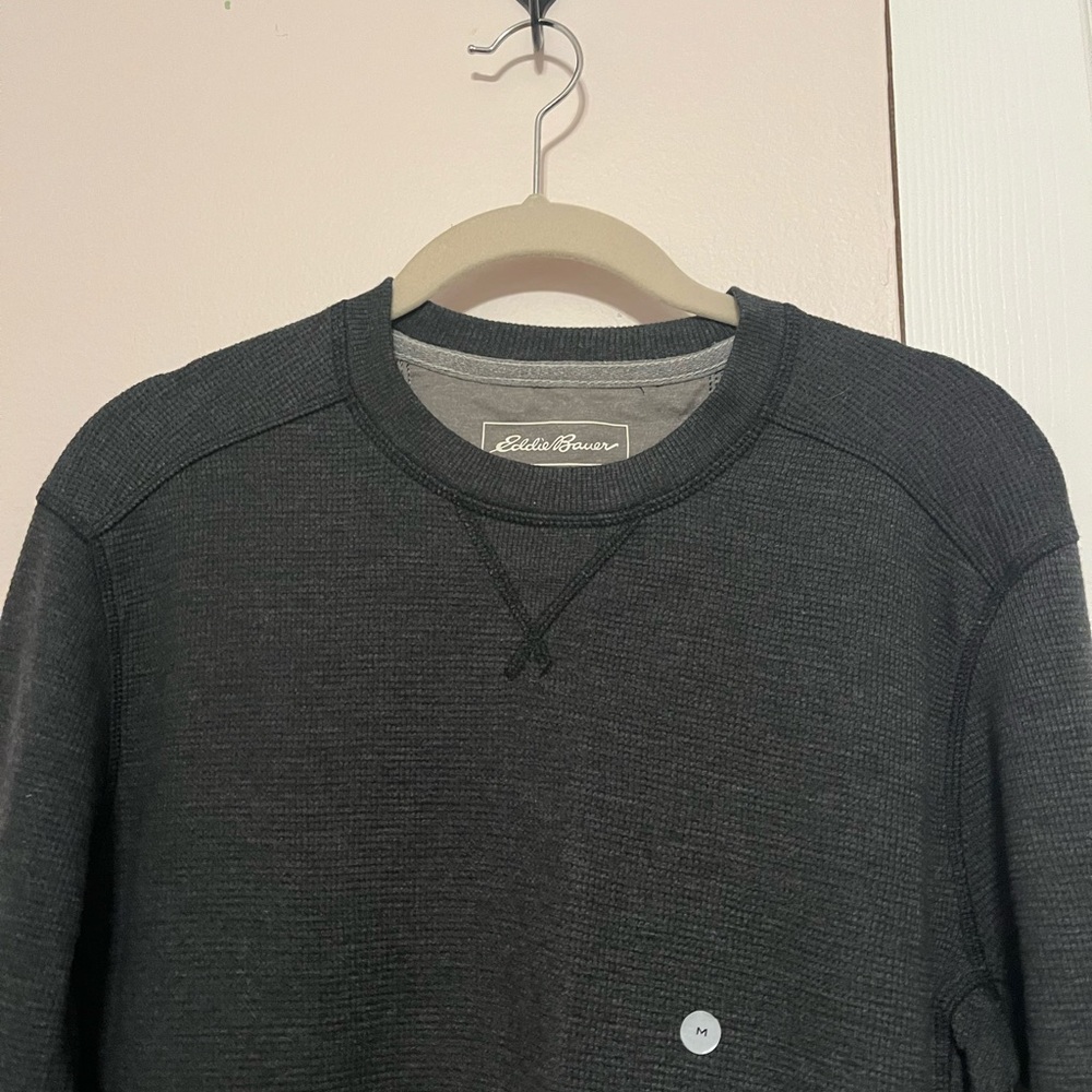 Eddie Bauer Men's Navy Blue Waffle Sweater